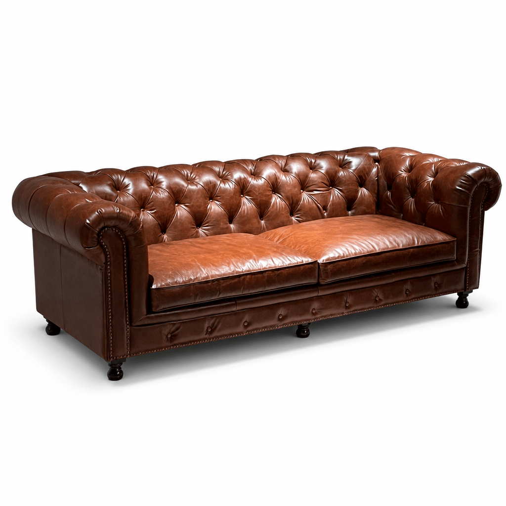 Tufted Leather Chesterfield Sofa - FURNIBLE.