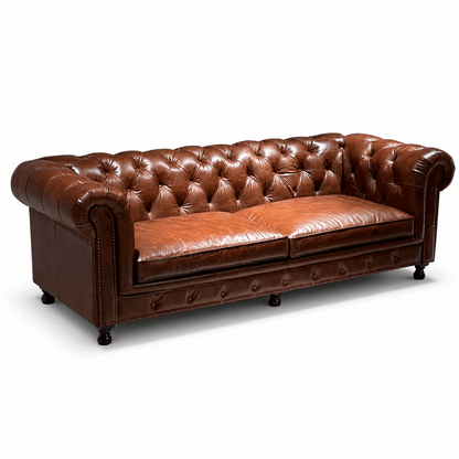 Tufted Leather Chesterfield Sofa - FURNIBLE.