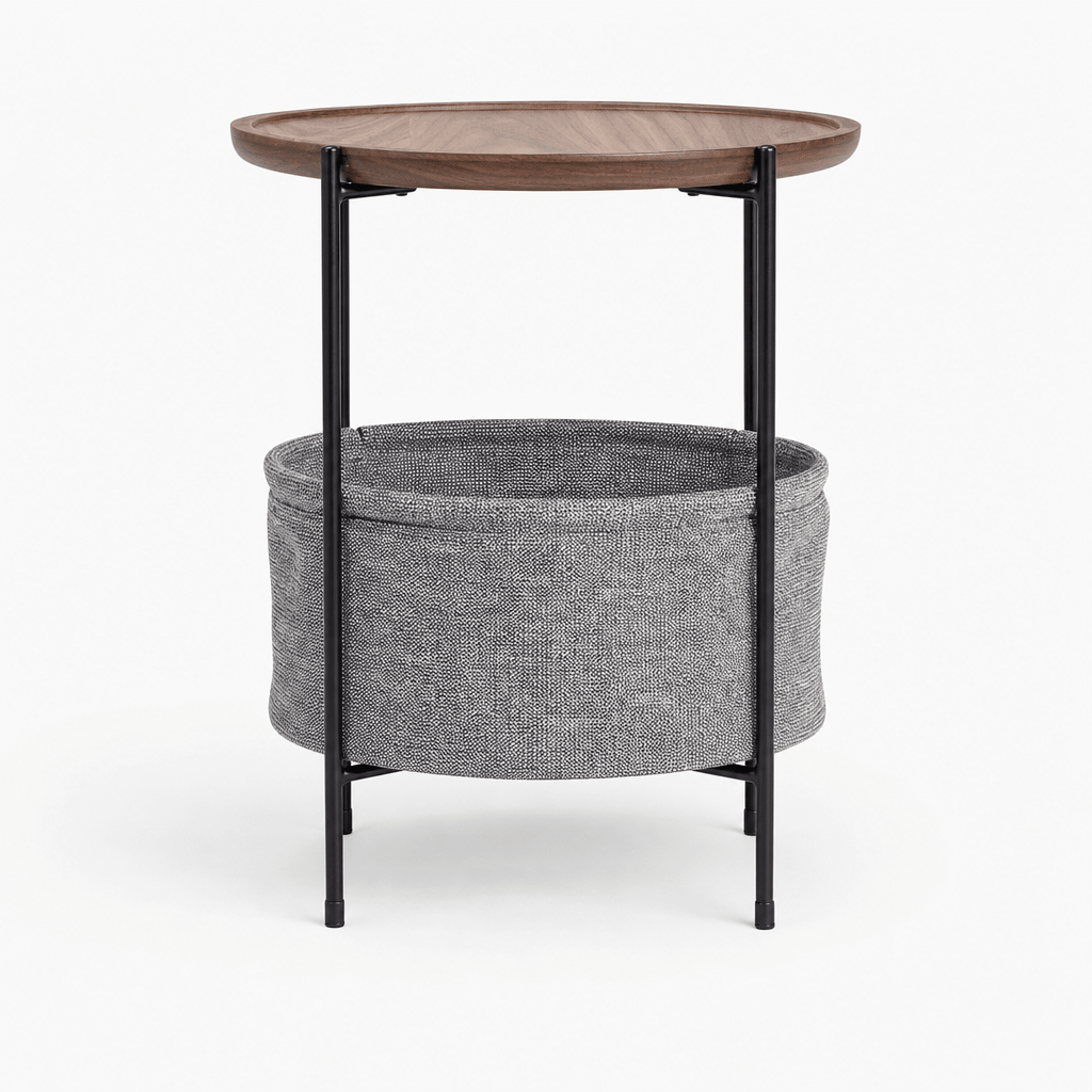 Walnut Storage Side Table - FURNIBLE.