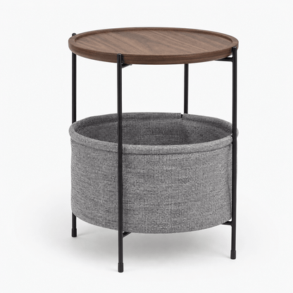Walnut Storage Side Table - FURNIBLE.