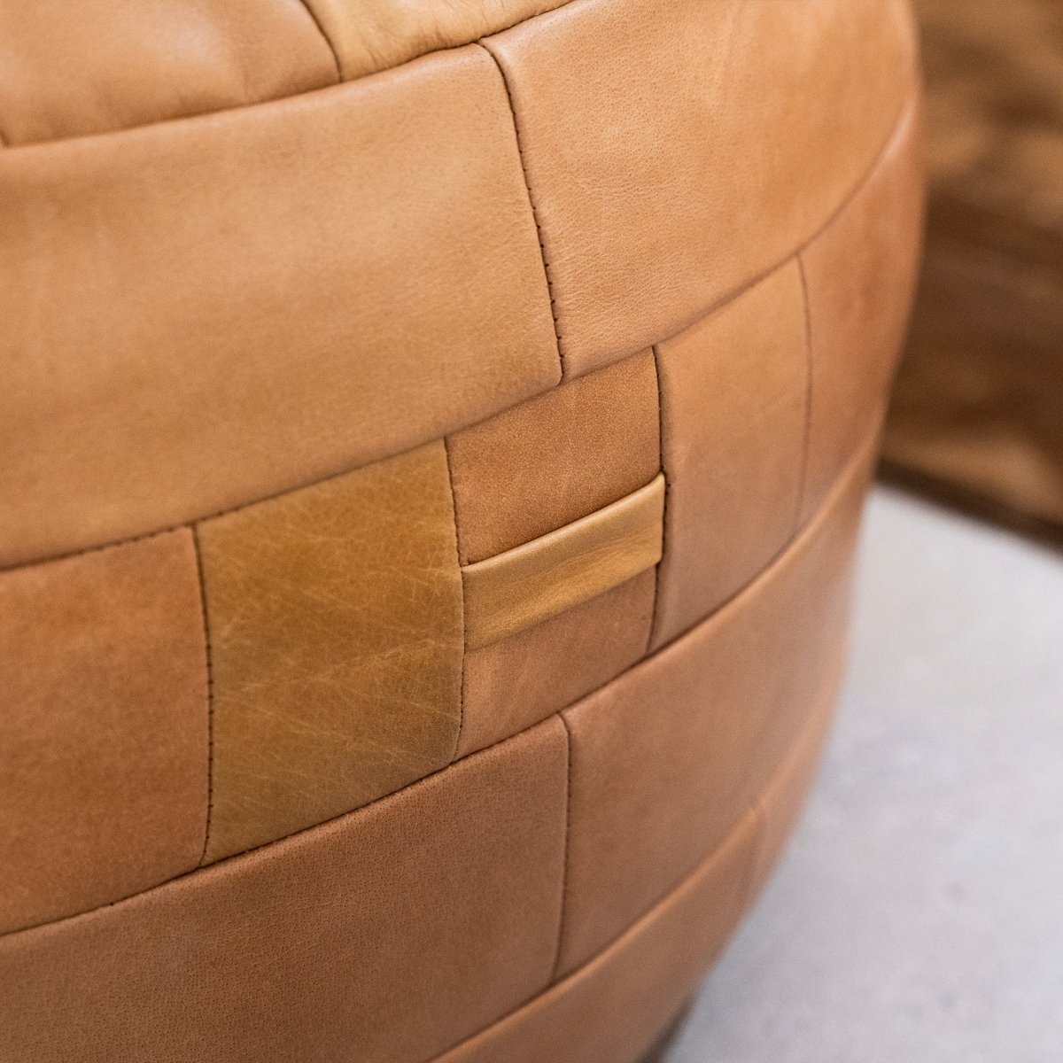 Woven Leather Pouf - FURNIBLE.