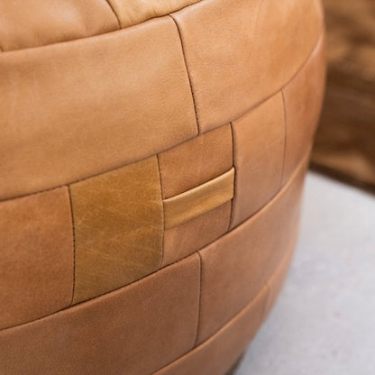 Woven Leather Pouf - FURNIBLE.