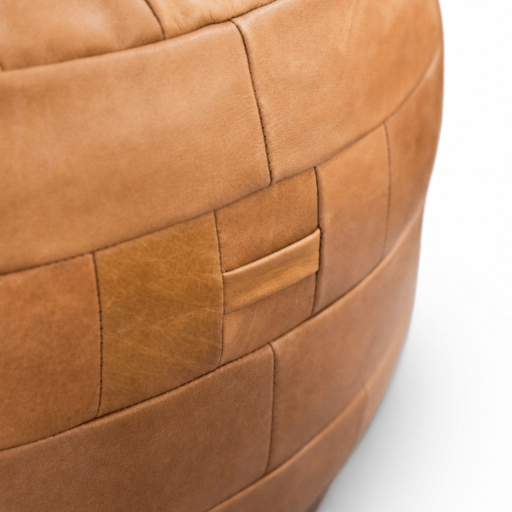 Woven Leather Pouf - FURNIBLE.