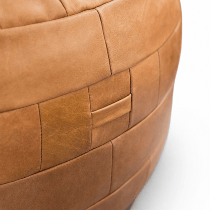 Woven Leather Pouf - FURNIBLE.